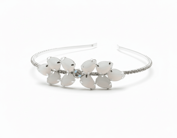 Mukutique Silver Plated Floral Crystal Hairband for Women – Elegant Stone Studded Wedding Party Headband for Girls - MukuTique