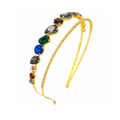 Mukutique Gold Crystal Multicolor Rhinestone Hairband | Elegant Bridal Headband