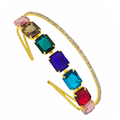 Mukutique Gold Crystal Hair Band | Rhinestone Double Layer Wedding Headband