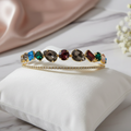 Mukutique Gold Crystal Multicolor Rhinestone Hairband | Elegant Bridal Headband