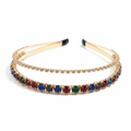 Mukutique Multicolor Stone Double Layer Headband | Crystal Wedding Hairband for Women