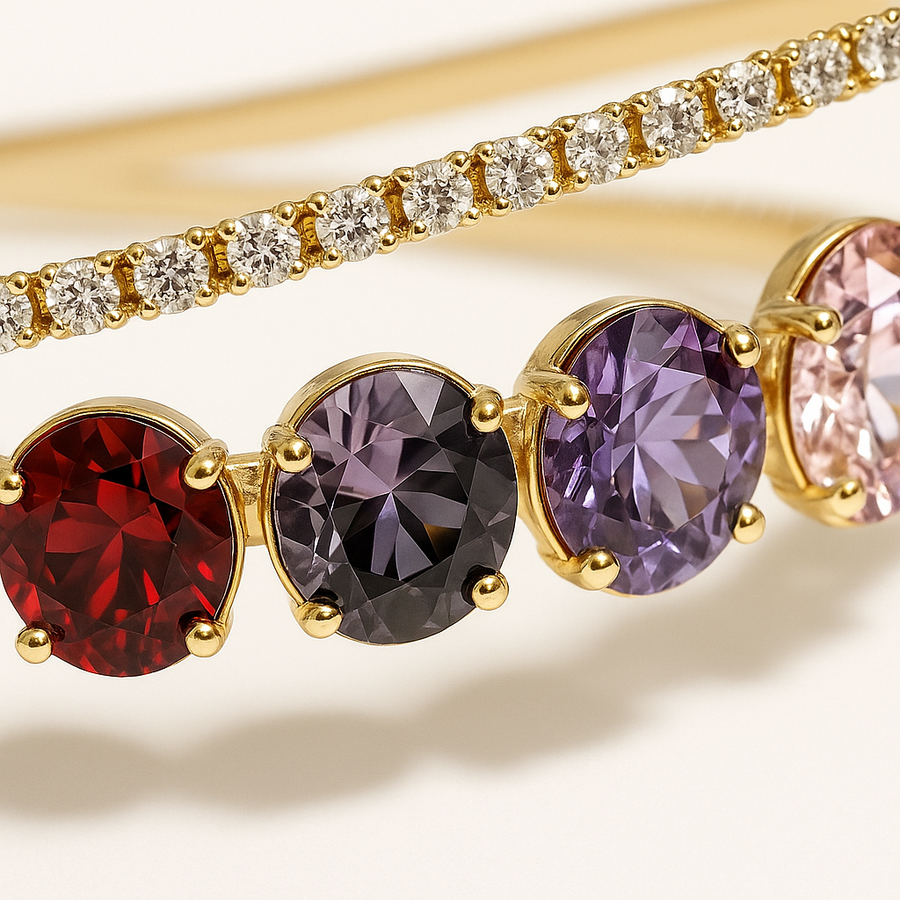 Mukutique Gold Crystal Rhinestone Headband | Premium Multicolor Wedding Hair Band