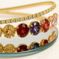 Mukutique Gold Crystal Rhinestone Headband | Premium Multicolor Wedding Hair Band