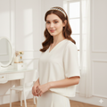 Mukutique Gold Plated Pearl & Crystal Double Layer Hairband | Wedding Headband for Girls