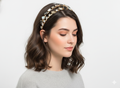 Mukutique Gold Crystal Rhinestone Hairband | Multicolor Stone Double Layer Headband