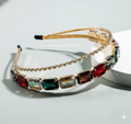 Mukutique Gold Crystal Hair Band | Rhinestone Double Layer Wedding Headband