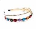 Gold Crystal Rhinestone Double Layer Hairband | Multicolor Wedding Headband | Mukutique