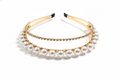 Mukutique Gold Plated Pearl & Crystal Double Layer Hairband | Wedding Headband for Girls