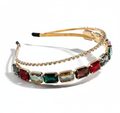 Mukutique Gold Crystal Hair Band | Rhinestone Double Layer Wedding Headband