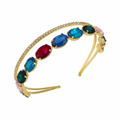 Gold Crystal Rhinestone Double Layer Hairband | Multicolor Wedding Headband | Mukutique