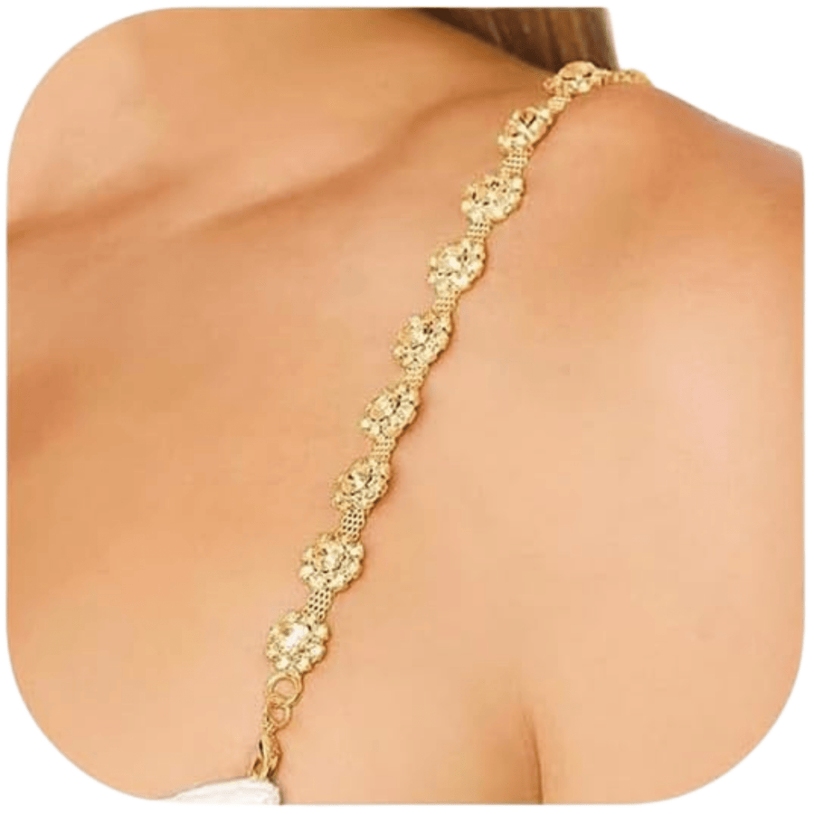 Gold Floral Rhinestone Bra Straps Pair | Mukutique - MukuTique