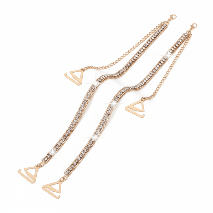 Gold Rhinestone Chain Bra Straps 1 Pair | Mukutique - MukuTique