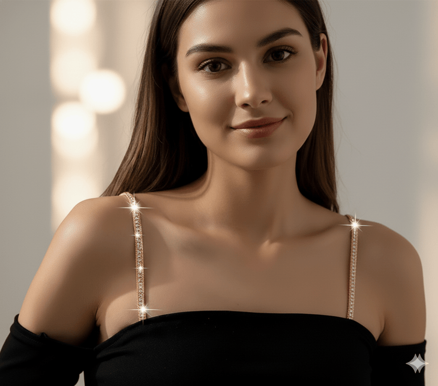 Gold Rhinestone Chain Bra Straps 1 Pair | Mukutique - MukuTique