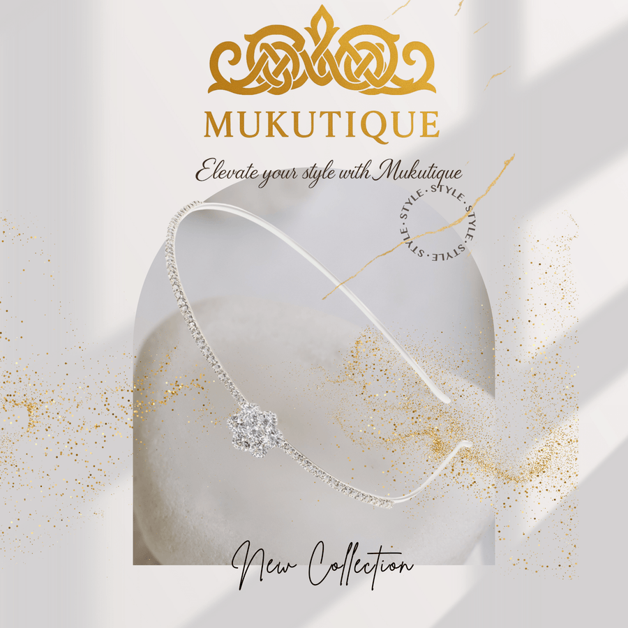 Mukutique Base Metal Silver Plated Crystal Floral Bridal Hair Band for Women | Rhinestone Wedding Headband Tiara | Partywear Hair Accessory for Bride & Girls - MukuTique