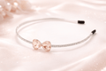 Mukutique Bridal Peach Teardrop Crystal Headband for Women Silver Rhinestone Wedding Tiara Hair Band Elegant Party Wear Designer Hair Accessory - MukuTique