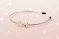 Mukutique Bridal Peach Teardrop Crystal Headband for Women Silver Rhinestone Wedding Tiara Hair Band Elegant Party Wear Designer Hair Accessory - MukuTique