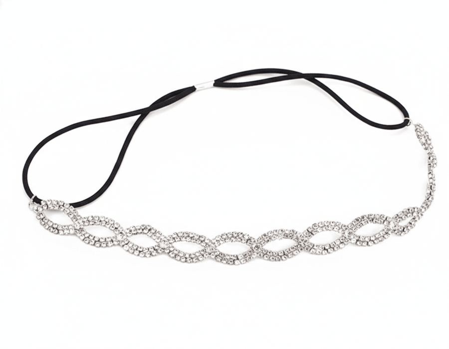 Mukutique Crystal Bridal Hair Vine Headband for Women Elastic Rhinestone Wedding Forehead Band Elegant Party Wear Designer Hair Accessory for Girls & Women - MukuTique