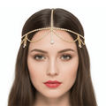 Mukutique Gold Crystal Bridal Head Chain for Women – Wedding Rhinestone Matha Patti Hair Jewelry Headpiece - MukuTique