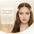 Mukutique Gold Crystal Bridal Head Chain for Women – Wedding Rhinestone Matha Patti Hair Jewelry Headpiece - MukuTique
