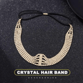 Mukutique Multi Layer Crystal Bridal Headband for Women Elastic Rhinestone Wedding Forehead Hair Band Gold Party Wear Designer Hair Accessory for Girls & Women - MukuTique