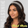 Mukutique Multi Layer Crystal Bridal Headband for Women Elastic Rhinestone Wedding Forehead Hair Band Silver Party Wear Designer Hair Accessory for Girls & Women - MukuTique