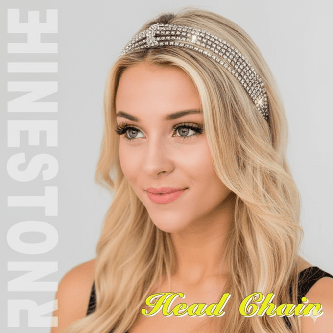 Mukutique Multi Layer Crystal Bridal Headband for Women Elastic Rhinestone Wedding Forehead Hair Band Silver Party Wear Designer Hair Accessory for Girls & Women - MukuTique