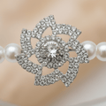 Mukutique Pearl Headband for Women – White Faux Pearl Hair Hoop with Crystal Flower Accents – Elegant Bridal Hair Accessories for Weddings, Parties, and Special Occasions - MukuTique