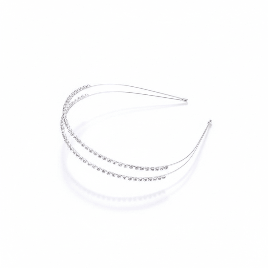 Mukutique Set of 3 Silver Crystal Bridal Headbands for Women Rhinestone Wedding Tiara Hair Bands Elegant Party Wear Multi Layer Designer Hair Accessories - MukuTique