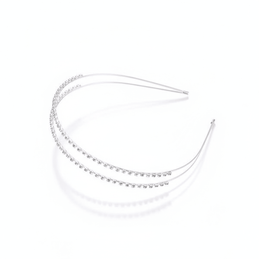 Mukutique Set of 3 Silver Crystal Bridal Headbands for Women Rhinestone Wedding Tiara Hair Bands Elegant Party Wear Multi Layer Designer Hair Accessories - MukuTique