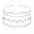 Mukutique Set of 3 Silver Crystal Bridal Headbands for Women Rhinestone Wedding Tiara Hair Bands Elegant Party Wear Multi Layer Designer Hair Accessories - MukuTique