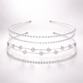 Mukutique Set of 3 Silver Crystal Bridal Headbands for Women Rhinestone Wedding Tiara Hair Bands Elegant Party Wear Multi Layer Designer Hair Accessories - MukuTique