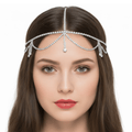 Mukutique Silver Crystal Bridal Head Chain for Women – Wedding Rhinestone Matha Patti Hair Jewelry Headpiece - MukuTique