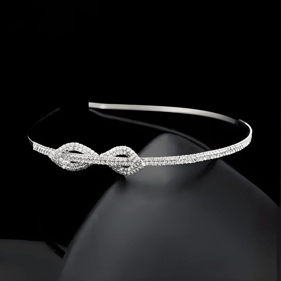 Mukutique Silver Crystal Leaf Bridal Hair Band for Women | Rhinestone Wedding Headband Tiara | Elegant Partywear Hair Accessory for Bride & Girls - MukuTique