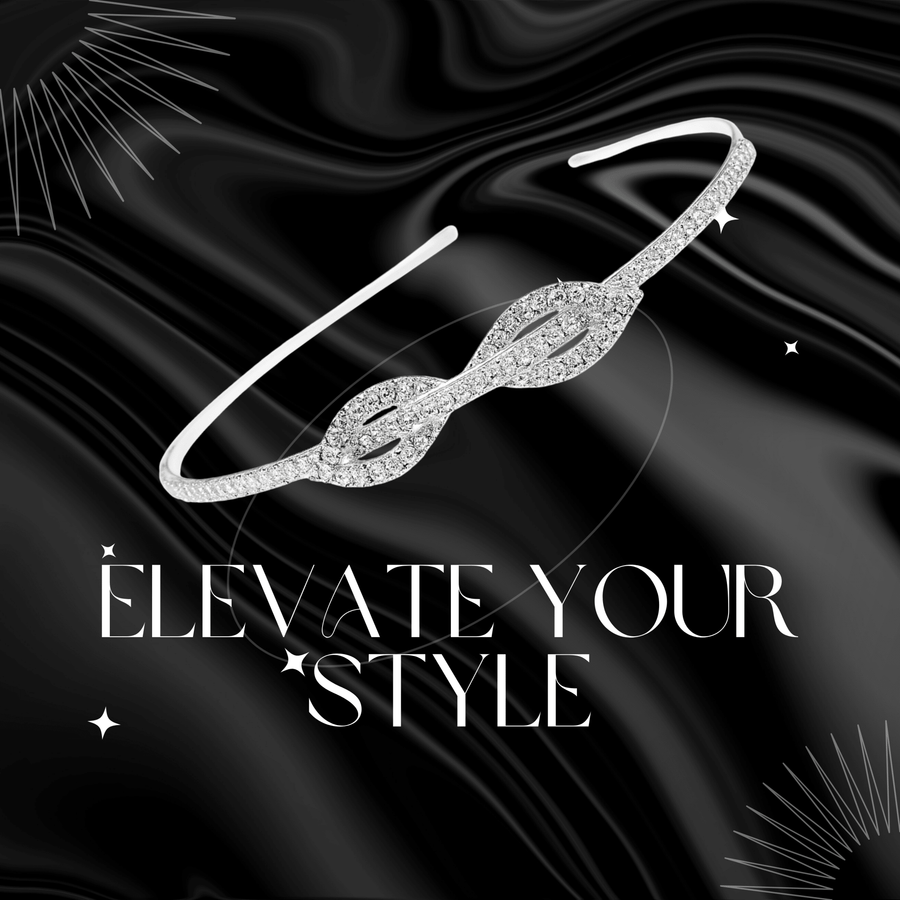 Mukutique Silver Crystal Leaf Bridal Hair Band for Women | Rhinestone Wedding Headband Tiara | Elegant Partywear Hair Accessory for Bride & Girls - MukuTique