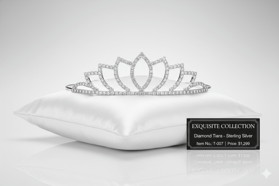 Mukutique Silver Lotus Crystal Tiara for Women – Elegant Rhinestone Flower Crown Headband for Brides, Weddings, Prom & Pageants - MukuTique