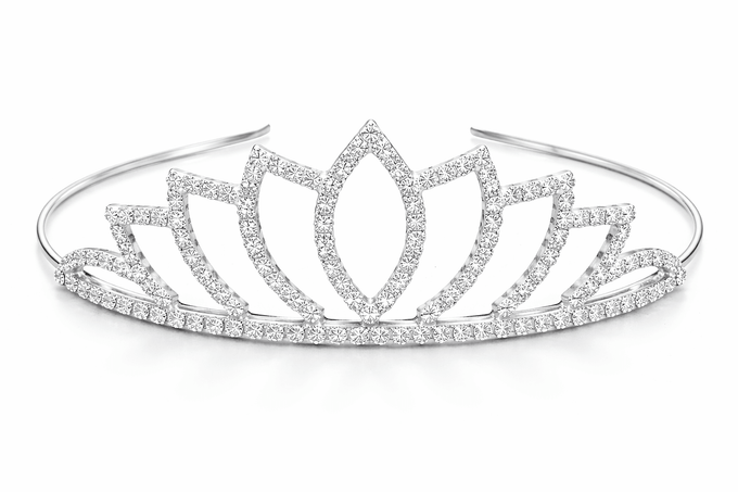 Mukutique Silver Lotus Crystal Tiara for Women – Elegant Rhinestone Flower Crown Headband for Brides, Weddings, Prom & Pageants - MukuTique