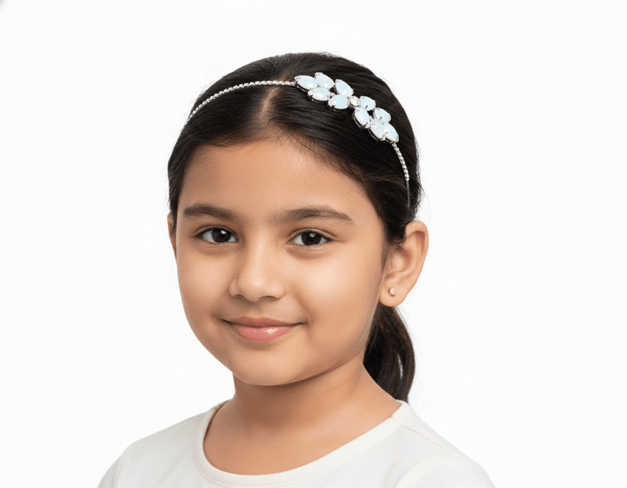 Mukutique Silver Plated Floral Crystal Hairband for Women – Elegant Stone Studded Wedding Party Headband for Girls - MukuTique