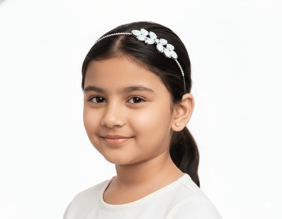 Mukutique Silver Plated Floral Crystal Hairband for Women – Elegant Stone Studded Wedding Party Headband for Girls - MukuTique