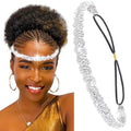 Mukutique Women’s Bohemian Rhinestone Forehead Headband - Silver Crystal Bridal Head Chain Hair Jewelry for Festivals, Weddings & Boho Style - MukuTique