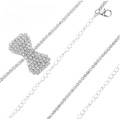 Mukutique Women's Rhinestone Bra Straps, Decorative Crystal Bow Replacement Straps, Adjustable Detachable Fancy Shoulder Straps for Wedding & Party Dresses, Silver - MukuTique