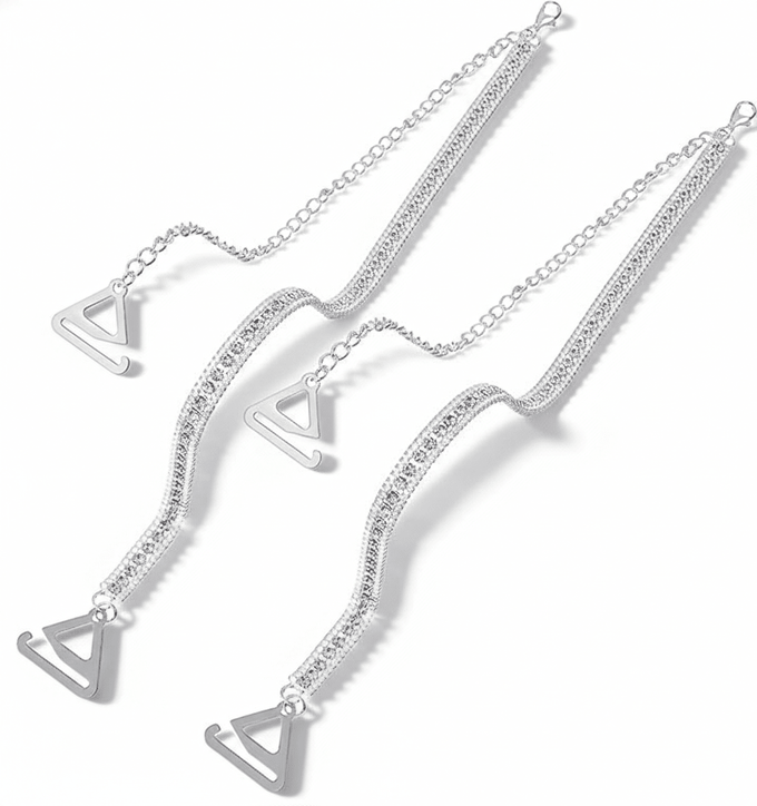 Silver Rhinestone Chain Bra Straps | Mukutique 1 Pair - MukuTique