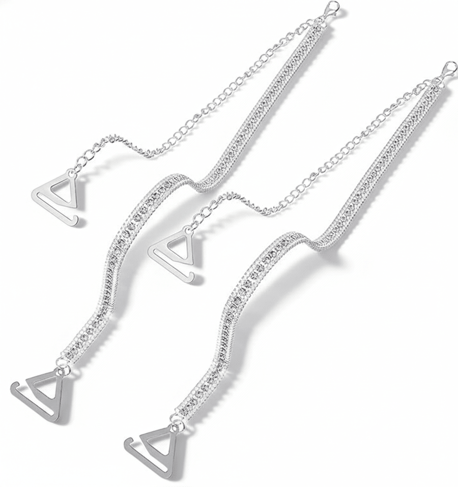 Silver Rhinestone Chain Bra Straps | Mukutique 1 Pair - MukuTique